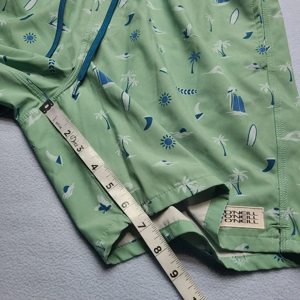 O'Neill Board‎ Shorts Mens Medium Green Excellent Hyperfreak Tropical Print